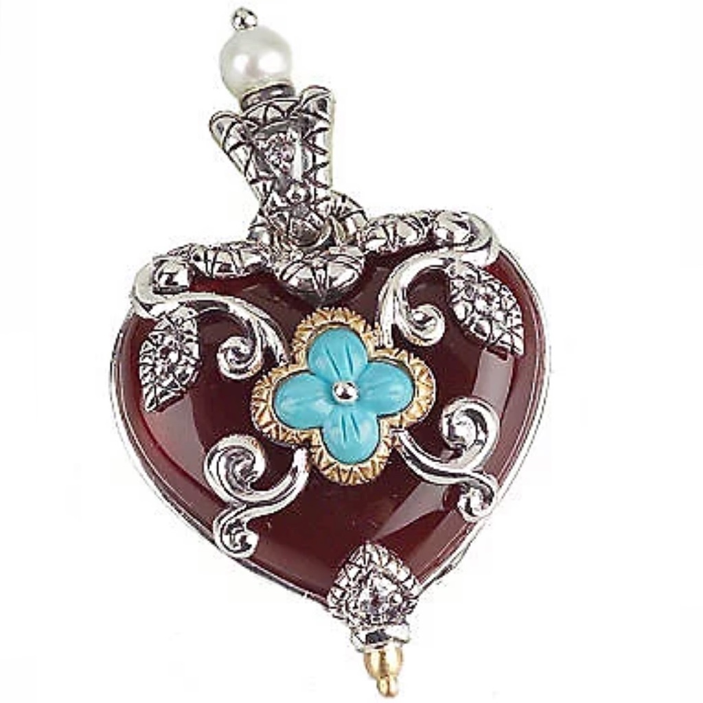 Barbara Bixby Reversible Carnelian Pearl Turquoise Topaz Enhancer Silver18k 255$